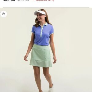 Fairway & Greene mint Green white seersucker striped golf skirt skort pickleball